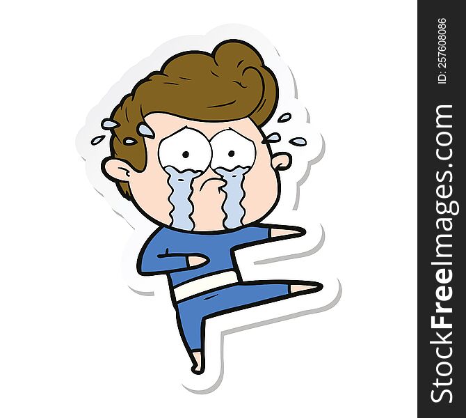 sticker of a cartoon crying dancer