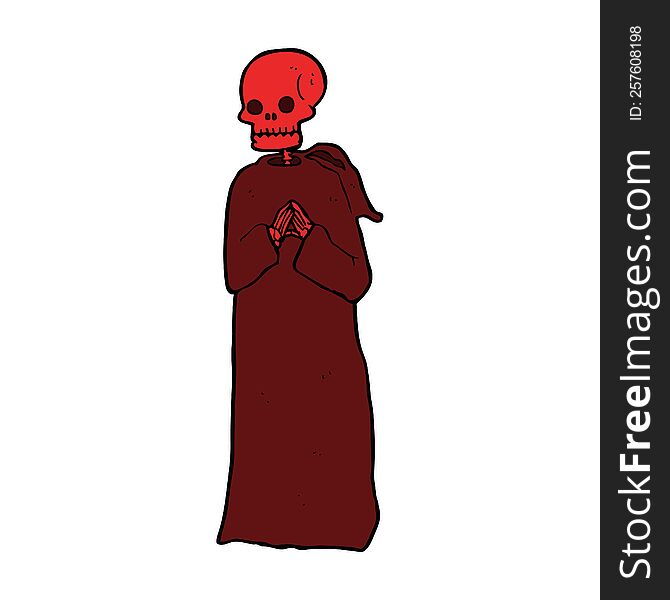 cartoon spooky skeleton in robe