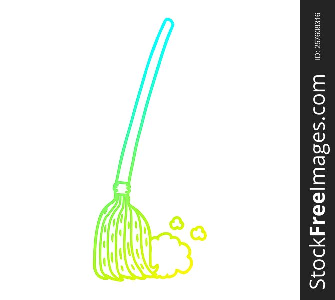 cold gradient line drawing cartoon broom sweeping