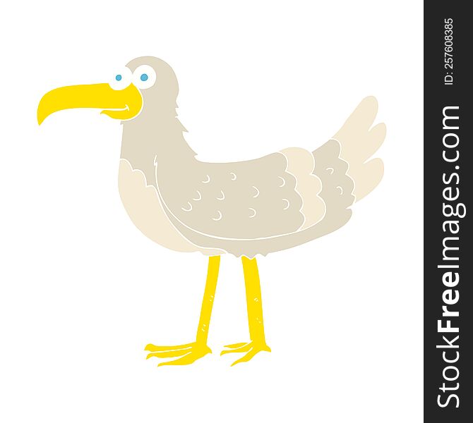 flat color illustration of a cartoon seagull