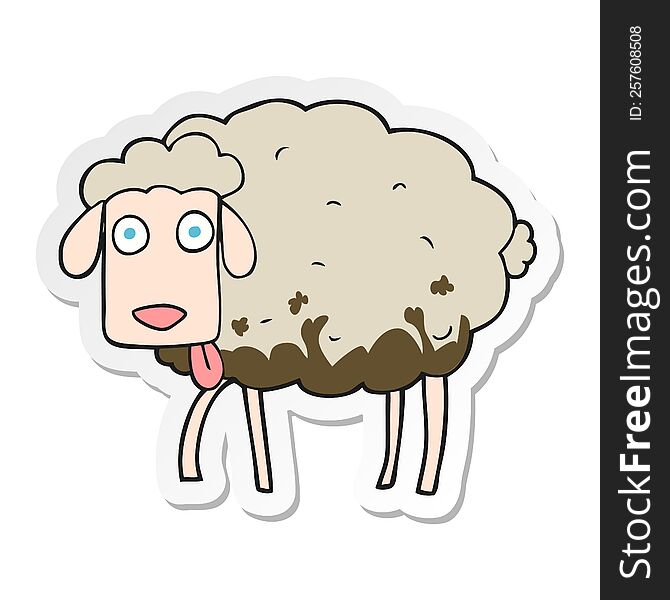 sticker of a cartoon muddy sheep