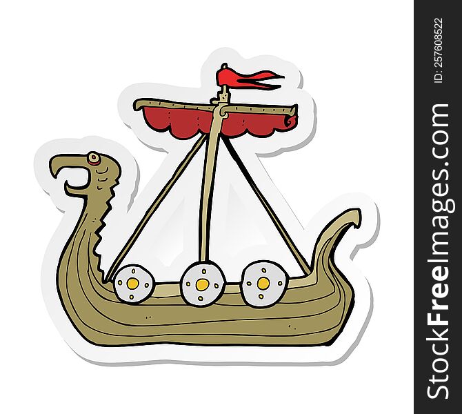 sticker of a cartoon viking ship