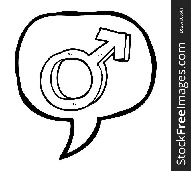 freehand drawn speech bubble cartoon male symbol