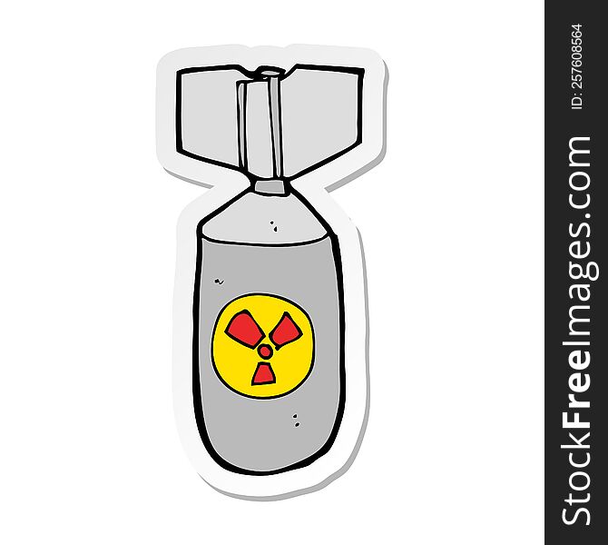 sticker of a cartoon nuclear bomb