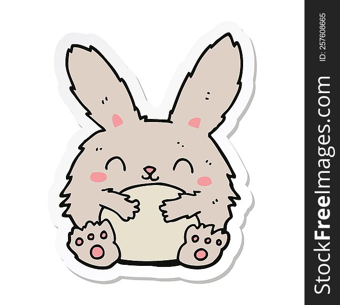 Sticker Of A Cute Cartoon Rabbit