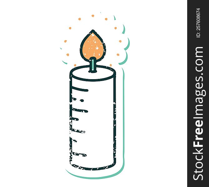 iconic distressed sticker tattoo style image of a candle. iconic distressed sticker tattoo style image of a candle