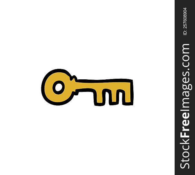 Cartoon Doodle Of A Brass Key