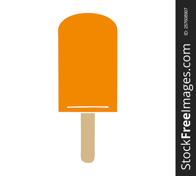 Quirky Hand Drawn Cartoon Orange Ice Lolly