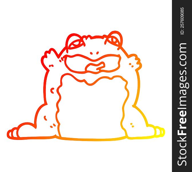 warm gradient line drawing of a cartoon toad