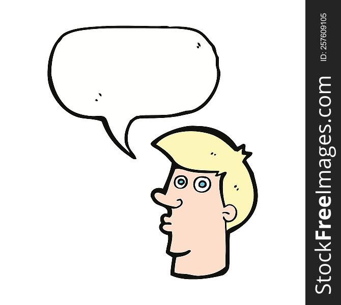 Cartoon Confused Man With Speech Bubble