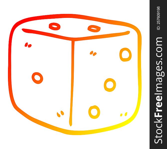 warm gradient line drawing cartoon red dice