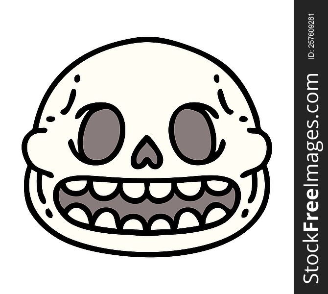 cartoon of a spooky halloween skull