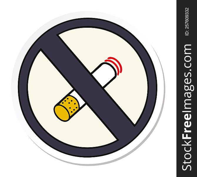 Sticker Of A Cute Cartoon No Smoking Allowed Sign