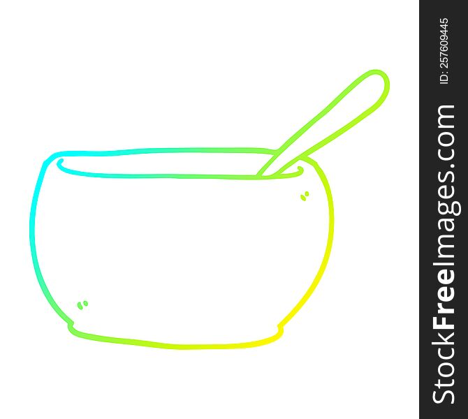 Cold Gradient Line Drawing Cartoon Soup Bowl