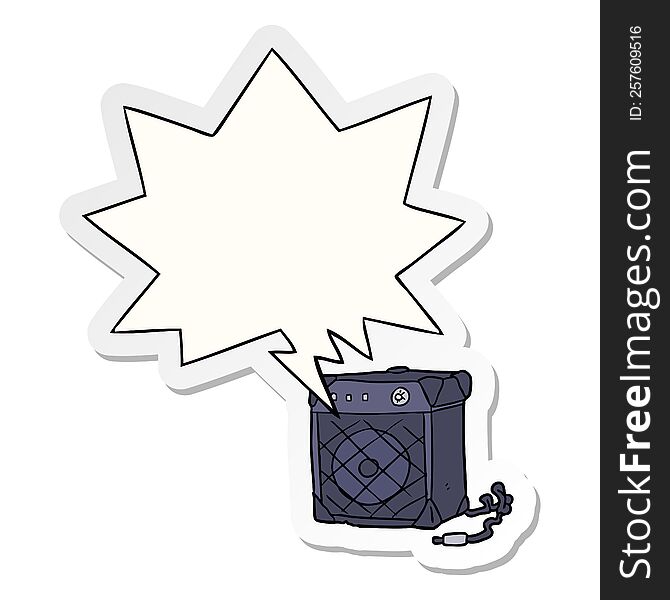 cartoon electric guitar amp and speech bubble sticker