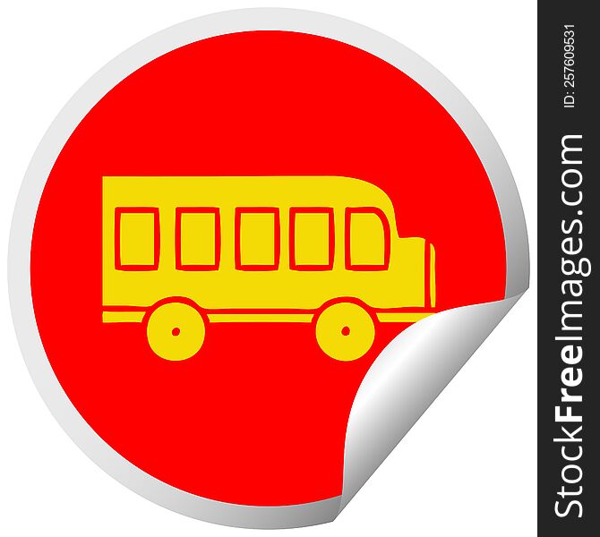 circular peeling sticker cartoon school bus