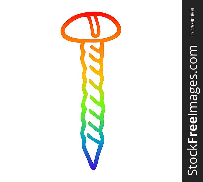 rainbow gradient line drawing of a cartoon metal screw