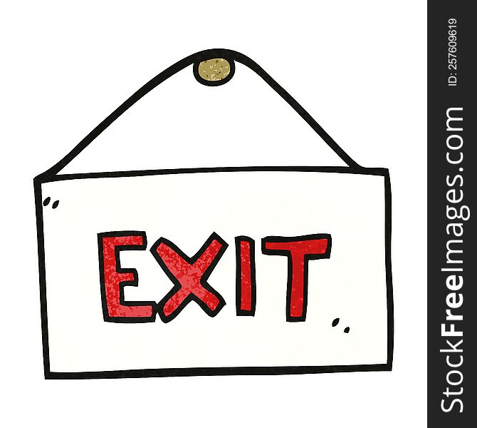 cartoon doodle exit sign