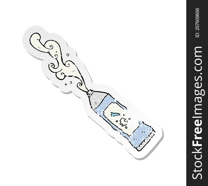 retro distressed sticker of a cartoon toothpaste squirting