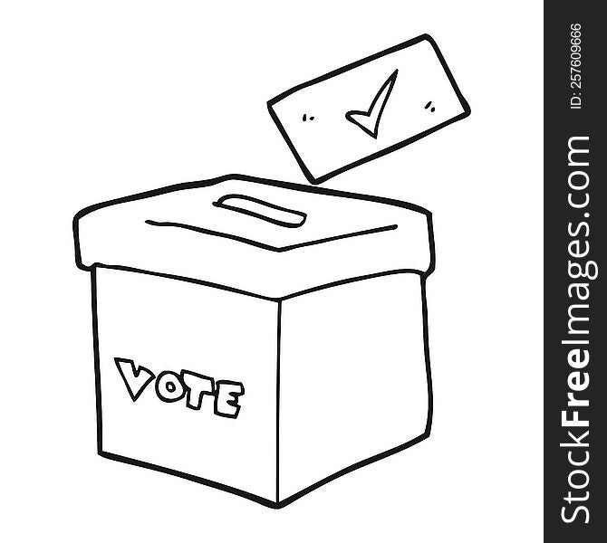 Black And White Cartoon Ballot Box