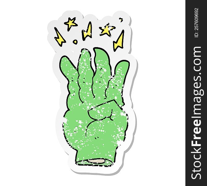 Distressed Sticker Of A Cartoon Spooky Magic Hand