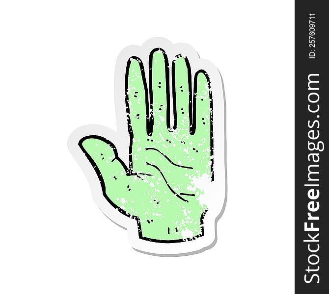 Retro Distressed Sticker Of A Cartoon Zombie Hand