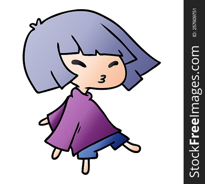 Gradient Cartoon Of A Cute Kawaii Girl