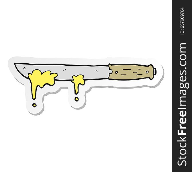 Sticker Of A Cartoon Butter Knife