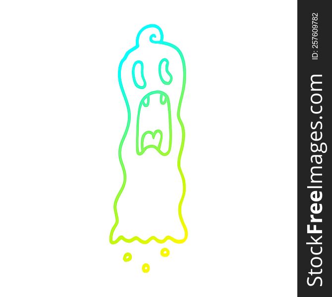 Cold Gradient Line Drawing Cartoon Spooky Ghost