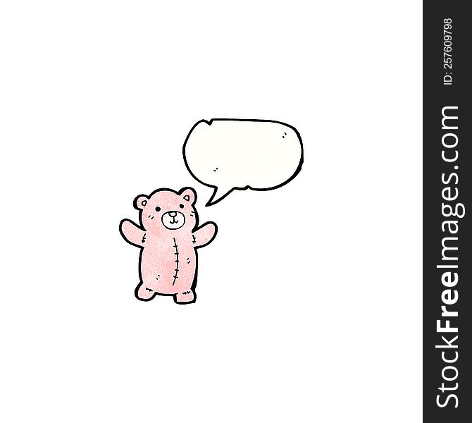 Cartoon Pink Teddy Bear With Speech Bubble
