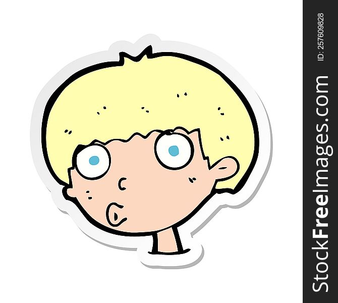 Sticker Of A Cartoon Surprised Boy