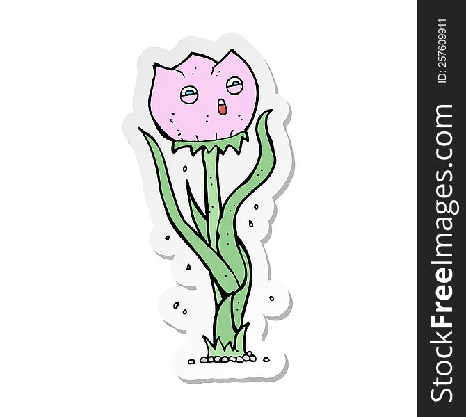 Sticker Of A Cartoon Flower