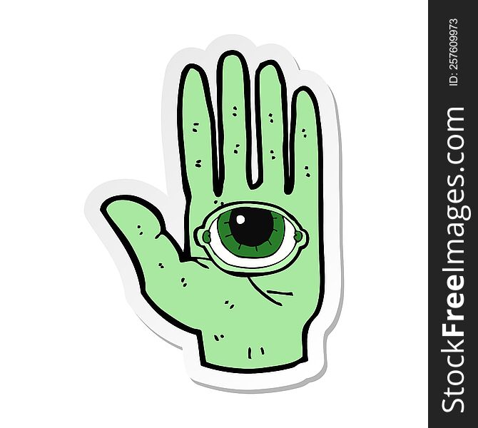 Sticker Of A Cartoon Spooky Hand