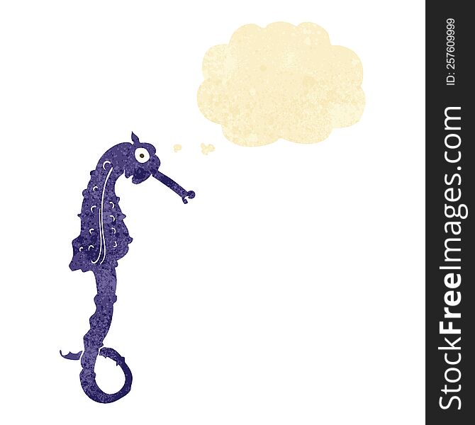 Cartoon Sea Horse With Thought Bubble