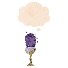 Cartoon Potion Goblet And Thought Bubble In Retro Textured Style Royalty Free Stock Images