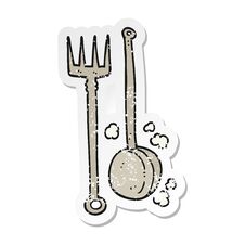 Retro Distressed Sticker Of A Cartoon Old Fireside Tools Stock Images