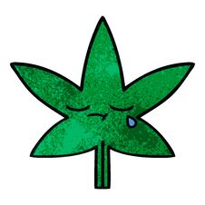 Retro Grunge Texture Cartoon Marijuana Leaf Stock Photo