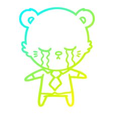 Cold Gradient Line Drawing Crying Cartoon Polarbear Stock Photography