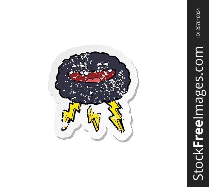 Retro Distressed Sticker Of A Happy Cartoon Cloud
