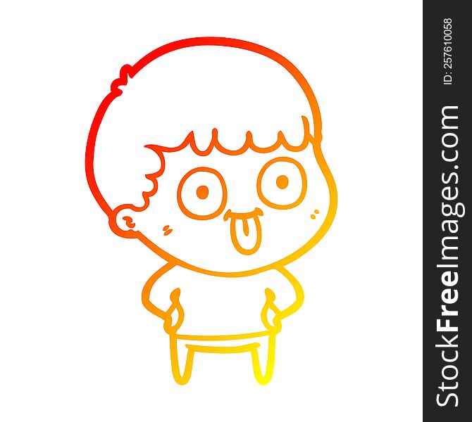 Warm Gradient Line Drawing Cartoon Dumb Kid