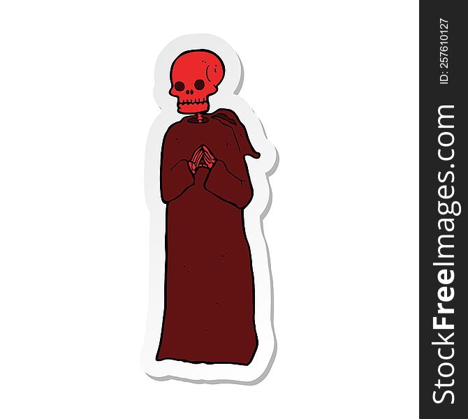 sticker of a cartoon spooky skeleton in robe