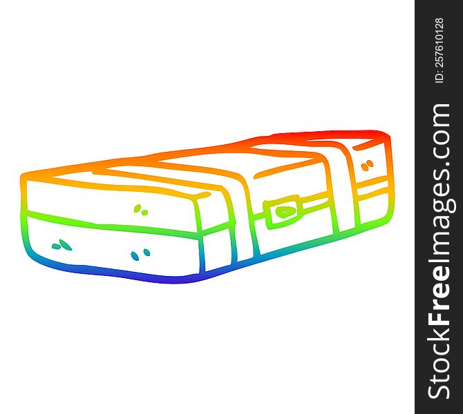 rainbow gradient line drawing of a cartoon suit case