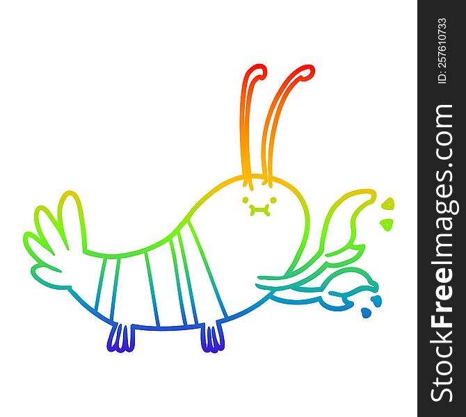 Rainbow Gradient Line Drawing Cartoon Lobster