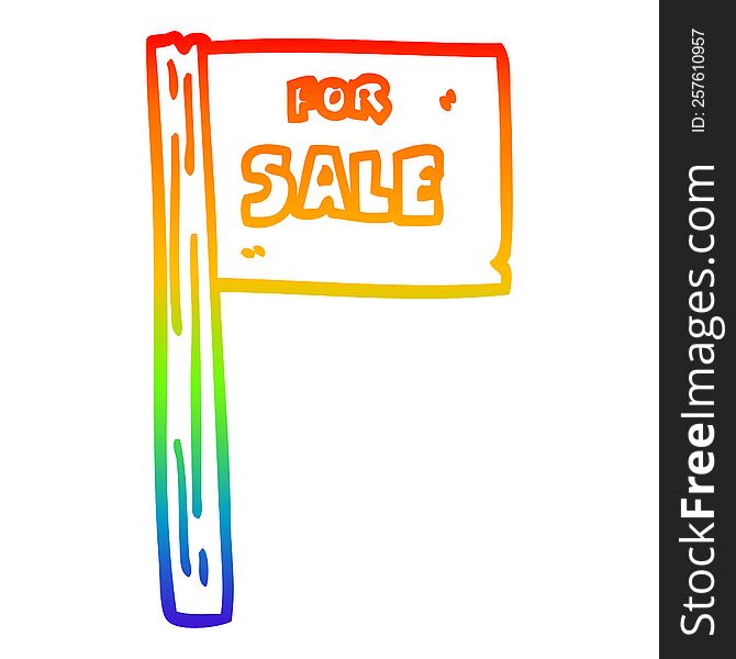 Rainbow Gradient Line Drawing Cartoon Sale Sign