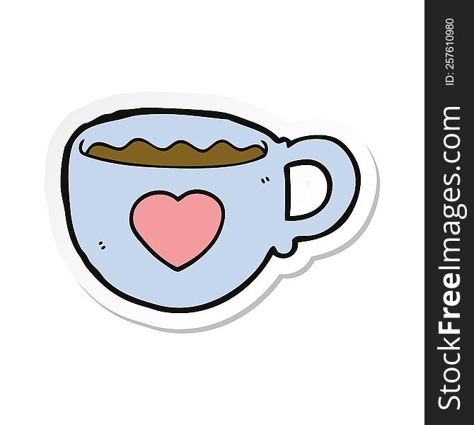 Sticker Of A I Love Coffee Cartoon Cup