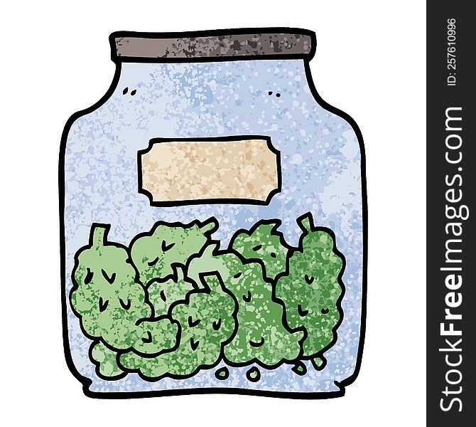 grunge textured illustration cartoon cannabis dispensary jar