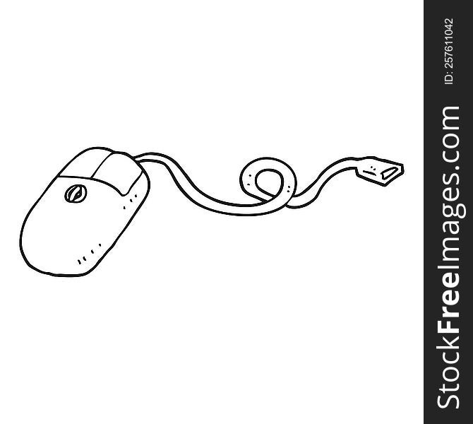 freehand drawn black and white cartoon computer mouse