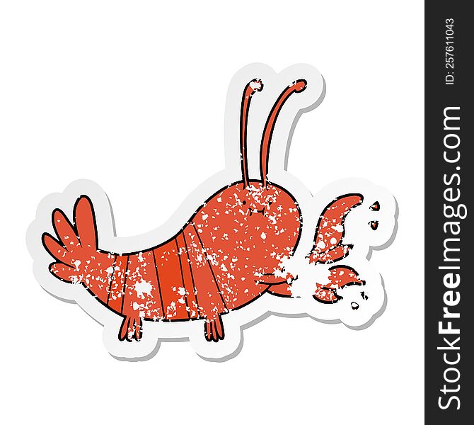 distressed sticker of a cartoon lobster