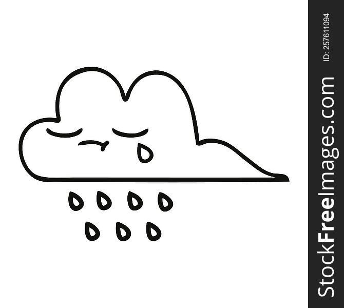 Line Drawing Cartoon Storm Rain Cloud