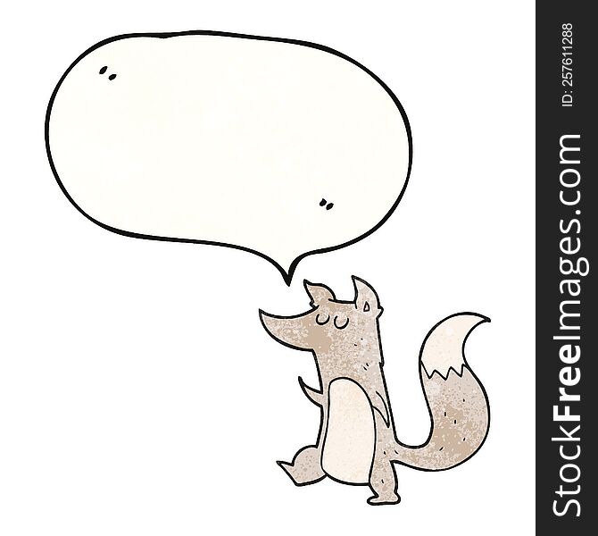 Speech Bubble Textured Cartoon Little Wolf